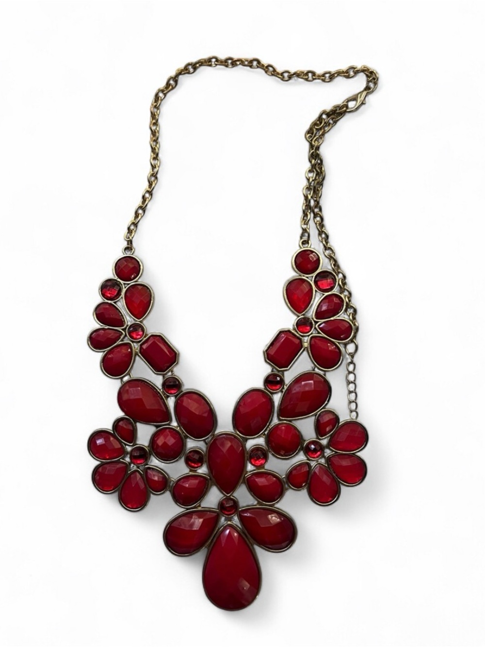 MACY’s I.N.C. Red Tear Drop Statement Necklace vintage y2k